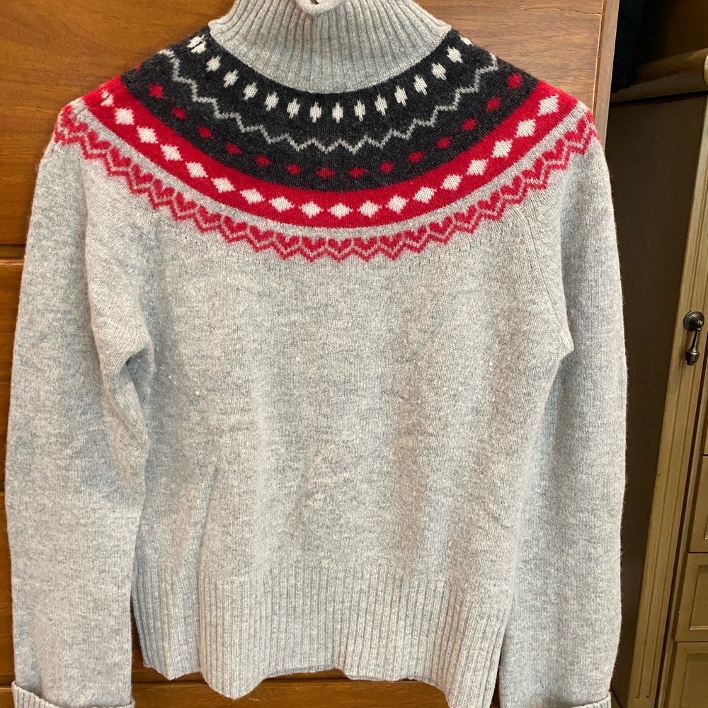 Mockneck Fair Isle Sweater with Hearts, Vintage Delia’s